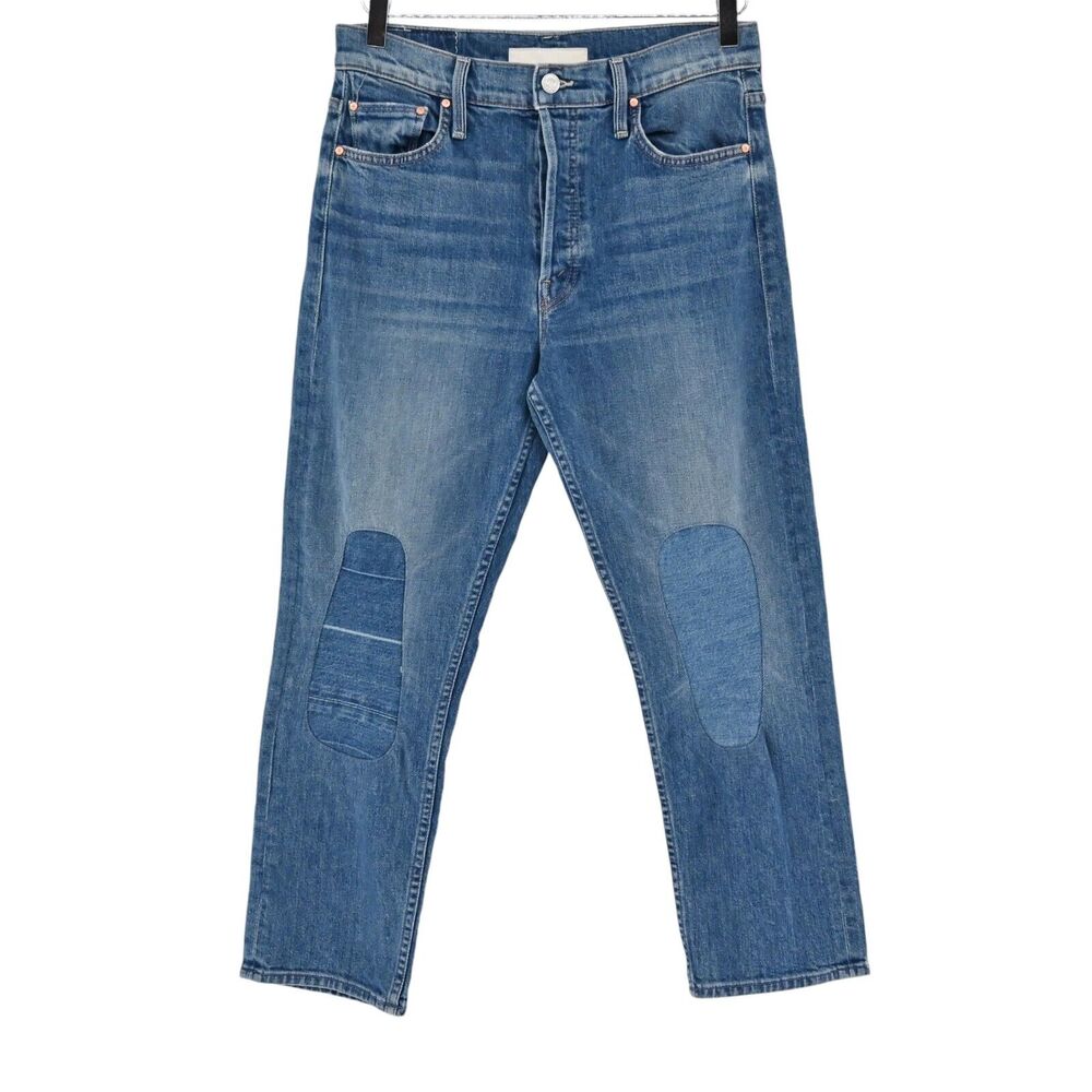 MOTHER Jeans Womens Sz 29 The Tomcat Kneeling On Stones Patchwork High Rise Crop